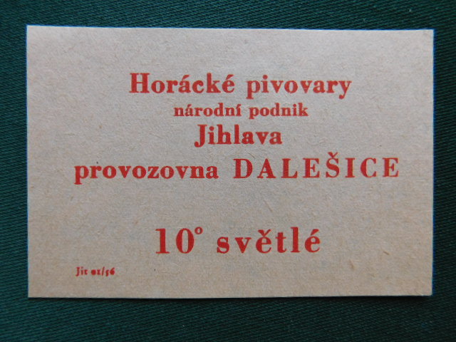 PE - 10� sv�tl� - Hor�ck� Pivovary n�rodn� podnik Jihlava - Pivovar - Provozovna Dale�ice - okres T�eb��